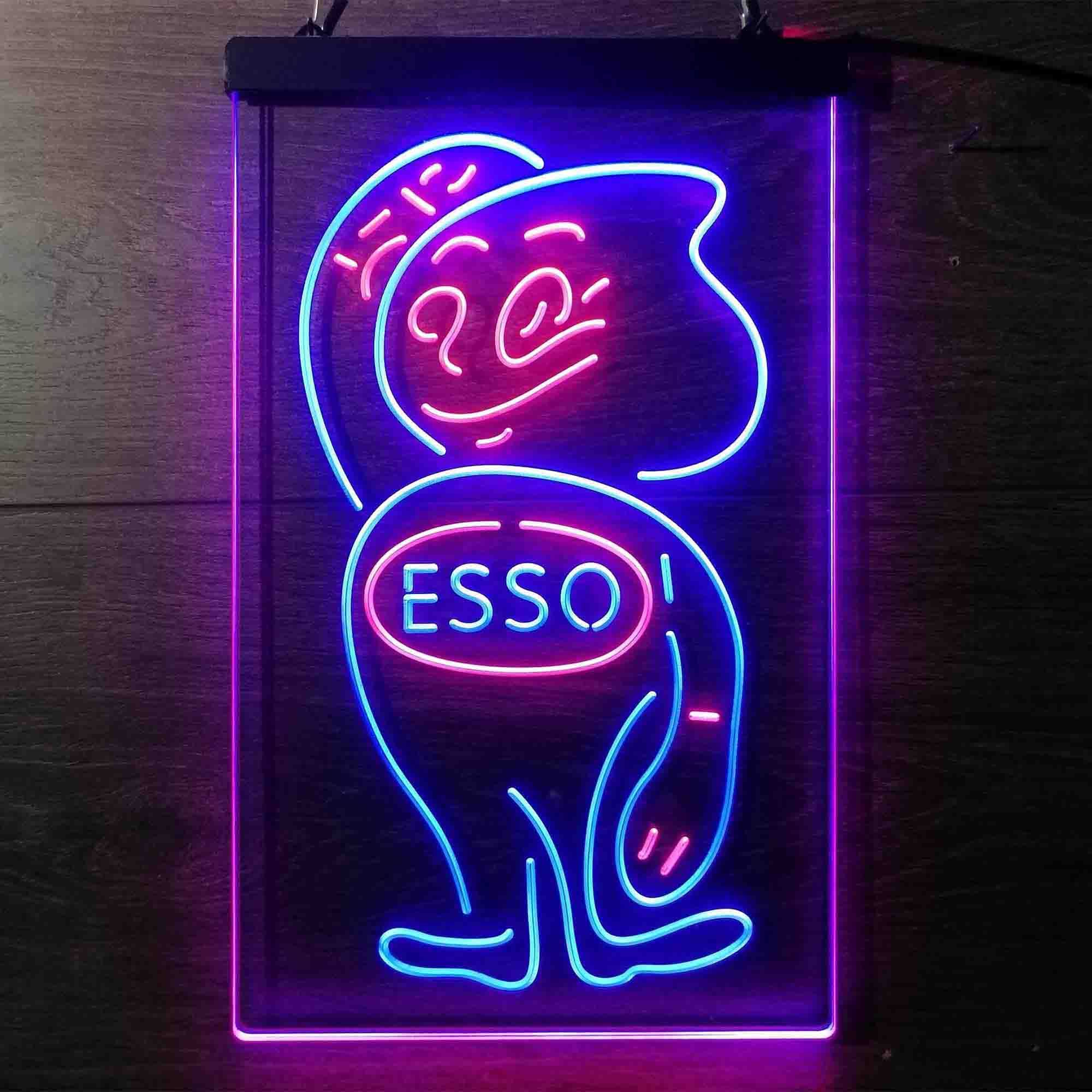 Esso Oil Drop Logo Dual LED Neon Light Sign